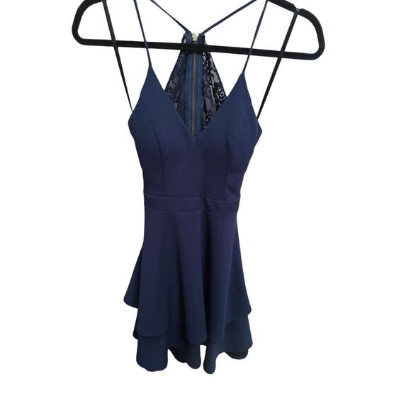 Camille La Vie Dress Navy Blue Lace Fit And Flare Size 3/4 Layered - Picture 7 of 7